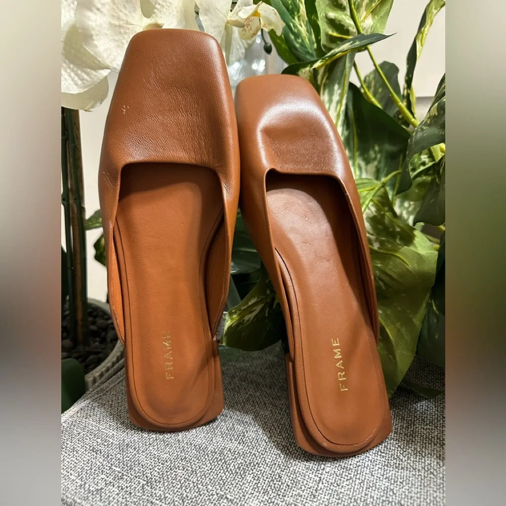 NWT Frame Le Town Leather Mule Tobacco Brown Size: 36 Never won Great for Summer - Picture 3 of 12